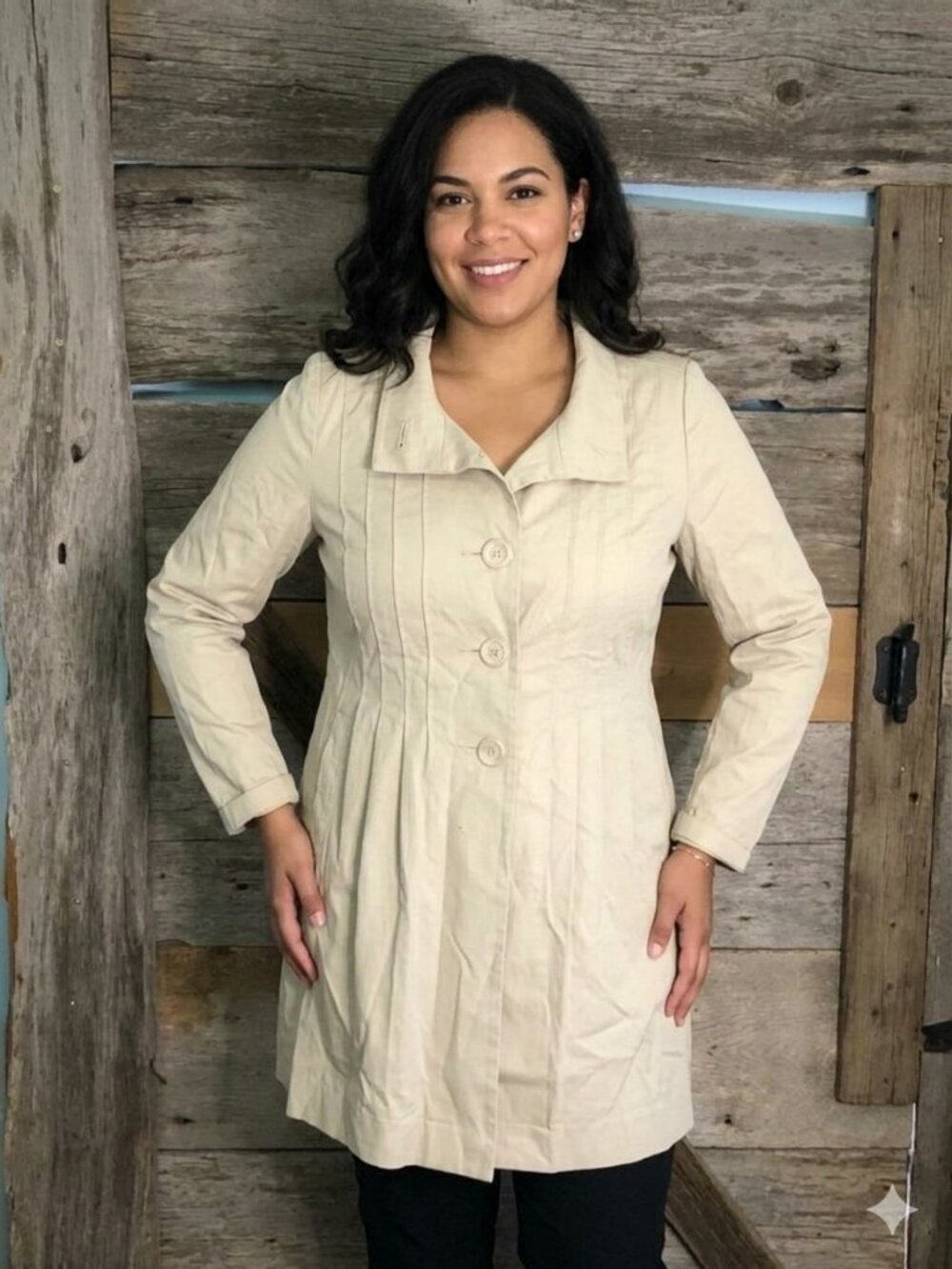 DKNY Jeans Size Large Tan Spring Jacket Trench Coat